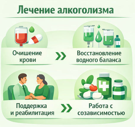 лечение алкоголизма в Белоярском этапы